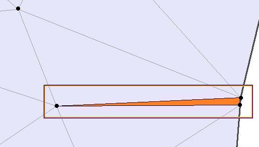 Distorted element in a 2D triangulation.