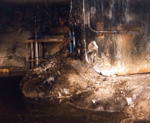 A blob of corium in the Chernobyl Nuclear Reactor. From  [1].