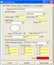 Fuente radiante utilizada en el programa de simulación para todos los ...