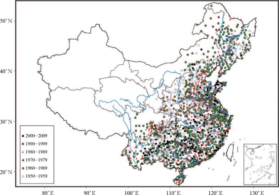 Spatial distribution of decade when the maximum process precipitation occurred ...