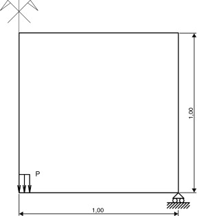 Esquema y dimensiones de la viga biapoyada de gran canto con carga inferior. ...