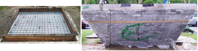 Casting of the reinforced concrete slab and cracks at the lower surface of the ...