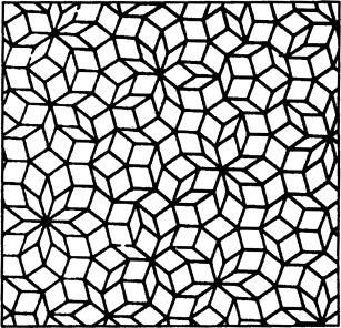 Penrose pattern, filling of the volume of non-periodic alternation of two grades ...