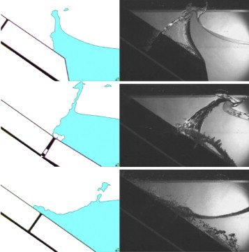 Comparación entre el resultado del modelo numérico (izquierda) y el físico ...