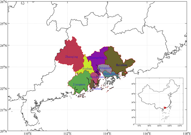 The location of the Pearl River Delta.