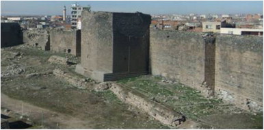 Surroundings of Towers 45, 46, and 47. Remnants of the outer city walls (front ...