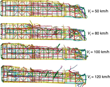 Deformadas finais para análises da velocidade inicial do veículo.