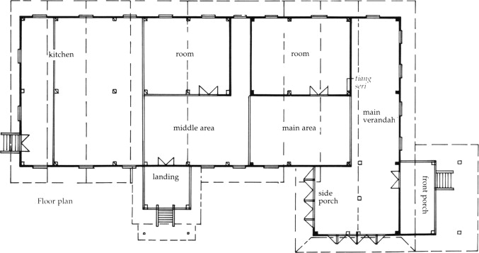 Floor plan of traditional long-roofed house, Selangor, Malaysia (Wan Teh and ...