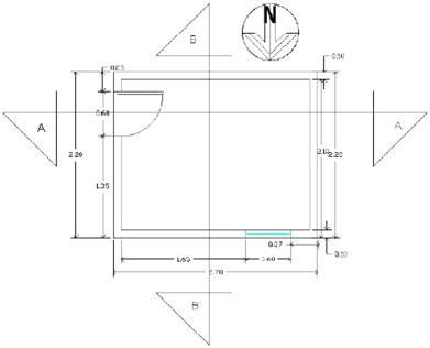 Test cell floor plan (schematic drawing).