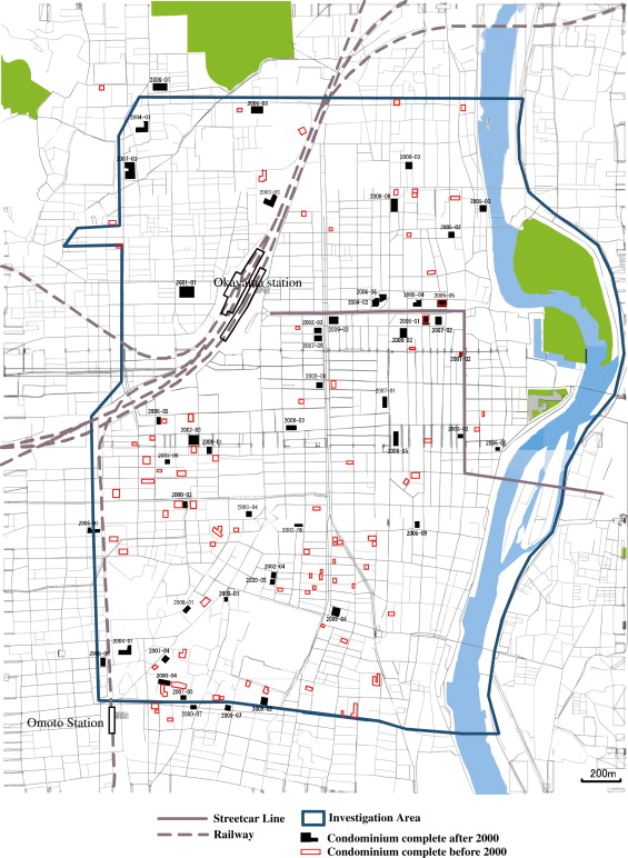 Location of condominiums in C.D. Okayama.