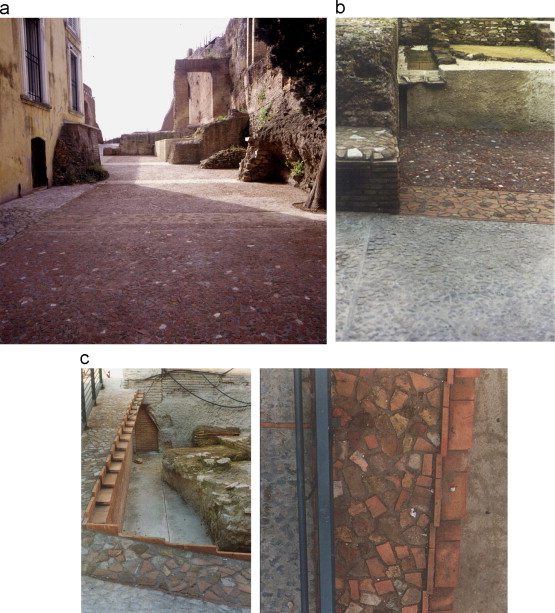 (a–c) New paving of the visiting path between Via Biberatica and Salita del ...
