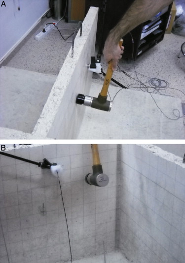 Detalle de la medición del tiempo de reverberación estructural en la maqueta de ...