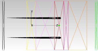 Plano transversal del diseño utilizado en las simulaciones, en el que se sitúan ...