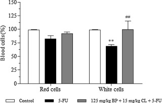 Effects of the mucoadhesive formulation at 125mg/kg+BP 15mg/kg CL dose in blood ...