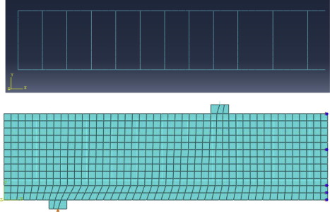 Geometry of the model meshed with CPS4R element and Reinforcement modeled as a ...