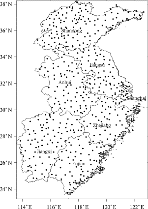Study area and locations of the stations