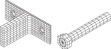 Mallas de EF para la conexión «T-Stub» con los tornillos.
