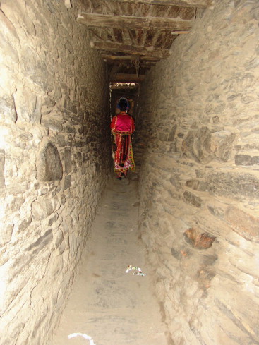 Laneways of stockaded villages meant for defense.