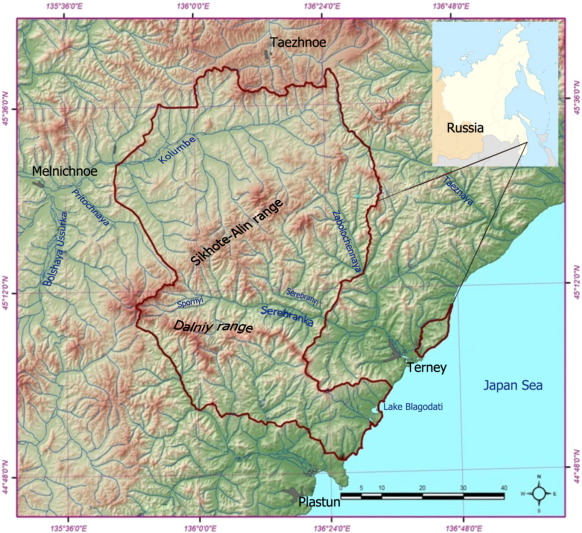 Terrain features of the study area.