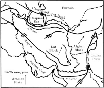 Active tectonic features of Iran demonstrate how the northward motion of the ...
