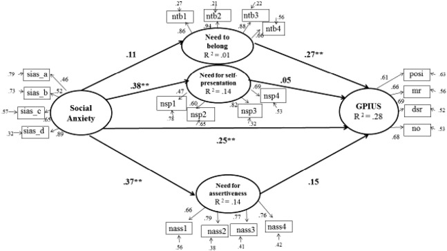 Standardized estimates for structural model among females (n=207).Note. sias_a, ...