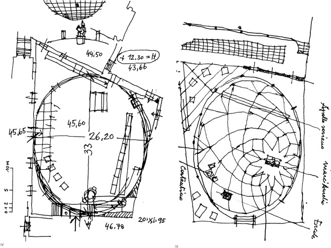 Carlo Aymonino׳s sketches for the new Hall intended to display the statue of ...