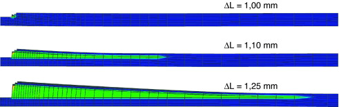Probeta de material compuesto. Evolución de la delaminación.