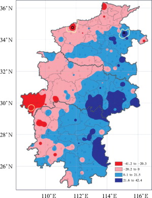 Spatial distribution of linear trends in annual precipitation in Central China ...