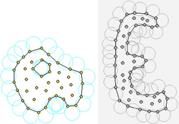 Ejemplos de reconocimiento del contorno con el método de Alpha Shape. Los ...
