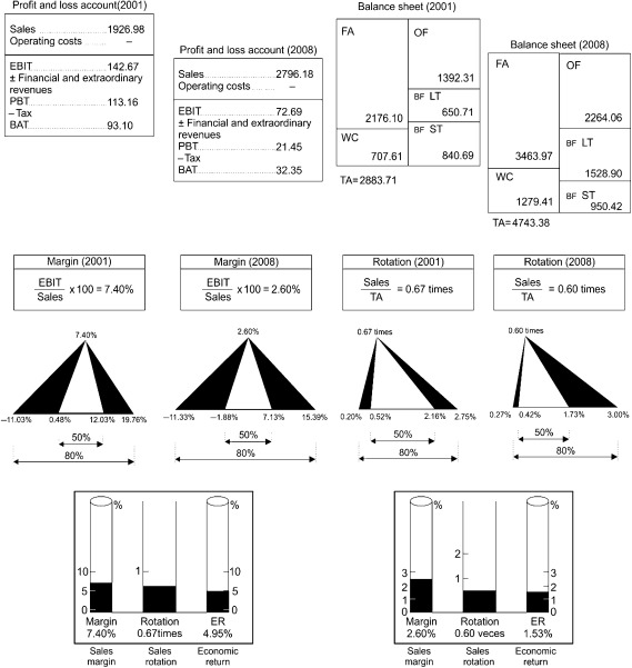 Economic return for family businesses 2001–2008: dispersion of impulse factors.