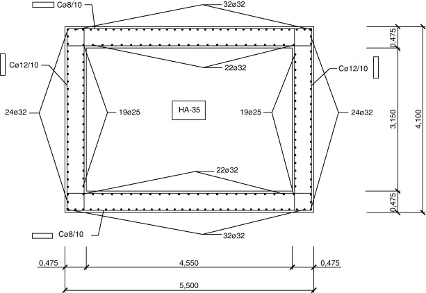 Sección de arranques soporte de 60m de altura y vano 60m.