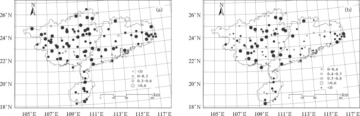Correlation coefficients between pan evaporation and sunshine duration (a), and ...