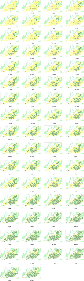 Pictures of simulation every 100 iterations.
