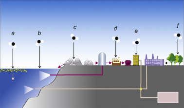 Schematic diagram illustrating carbon dioxide removal approaches: a—ocean ...
