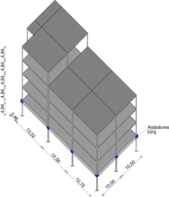 Estructura analizada con aisladores sísmicos FPS de la tercera generación ...