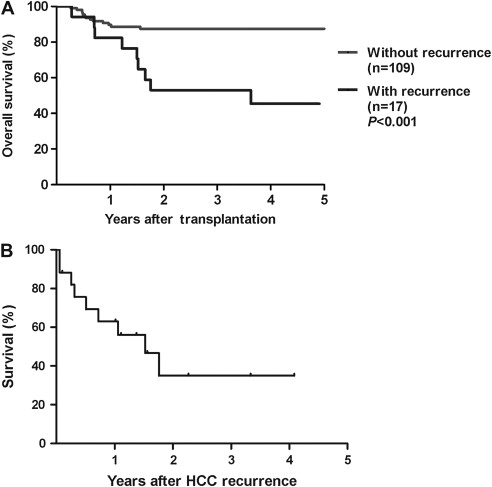 (A) Cumulative overall survival curves of patients according to the presence or ...