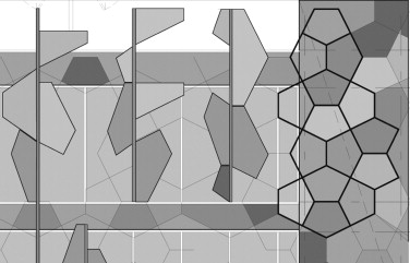 South elevation with Cairo tiling overlaid in bold showing the 4-penttile ...