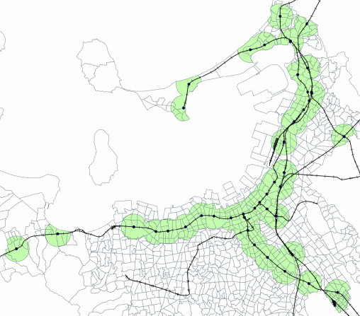 Distributions of the station zones in the year 1985.