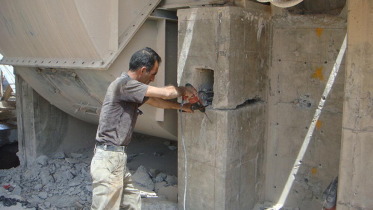 Typical concrete foundation of induced draft fan systems in which cracks occur.