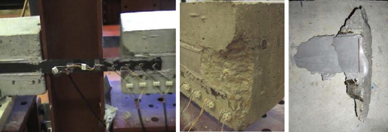 Daño en el bloque de hormigón y en el adhesivo con la carga máxima de 25kN.