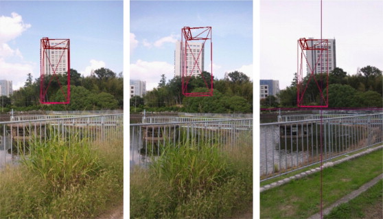 AR screenshots at 14–563 (left: no. 1, middle: no. 2, right: no. 9).