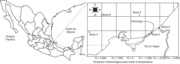 Ubicación geográfica de la obra de toma y descarga de la CNLV (coordenadas ...