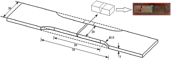 Schematic diagram of welding specimen.