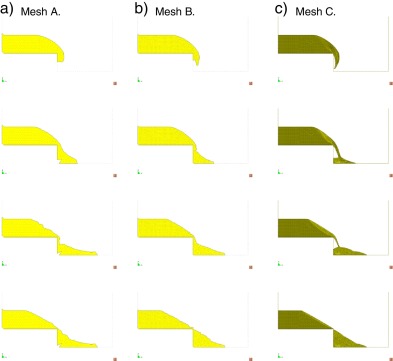 Settlements for a granular slope with internal friction angle ϕ=30° for the ...