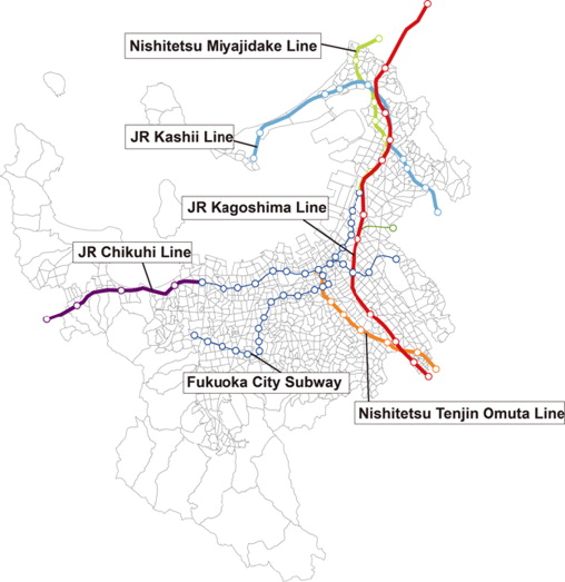 Outline of object routes and stations.