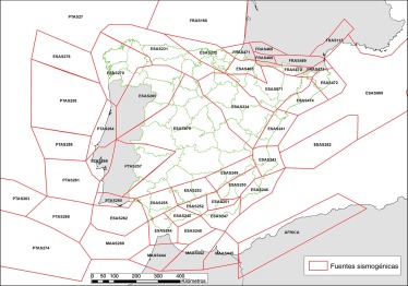 Zonificación tectónica utilizada para la evaluación de la amenaza sísmica.