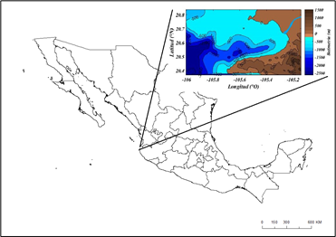 Localización geográfica y batimetría de Bahía de Banderas, México.