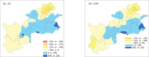 Spatial distribution of trends in simulated average potential productivity of ...