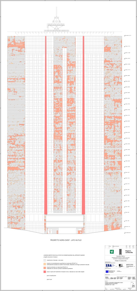 South-eastern elevation and mapping of the deterioration of the mosaic set for ...