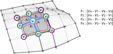 Fitting mesh faces by shortest path search.